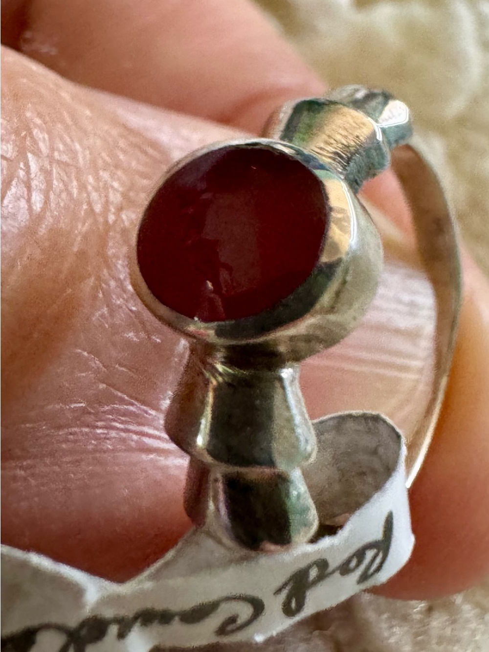 925 Sterling Silver red carnelian ring size 5.25 $25